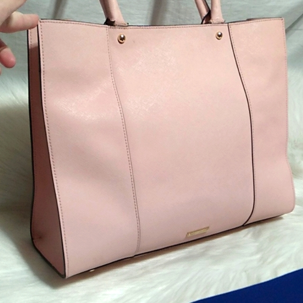 (#30) SALE! Rebecca Minkoff Pink Saffiano Leather Tote/Shoulder Bag W DB - Picture 3 of 16